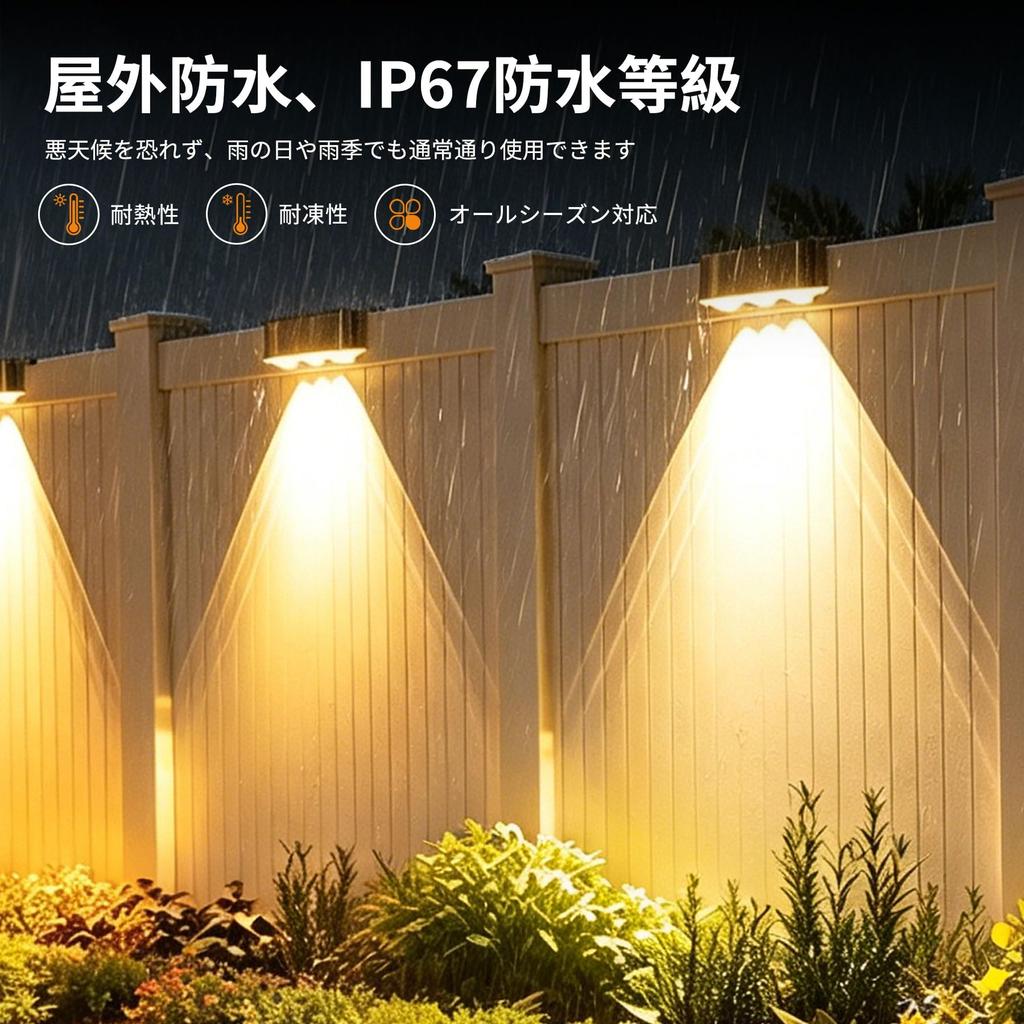 ZYXWZI Solar Outdoor Fence Light Garden Light with 3 Color Temperatures (DaylightNaturalWarm White) - Ideal for Nameplates, Indicators, Entrances,