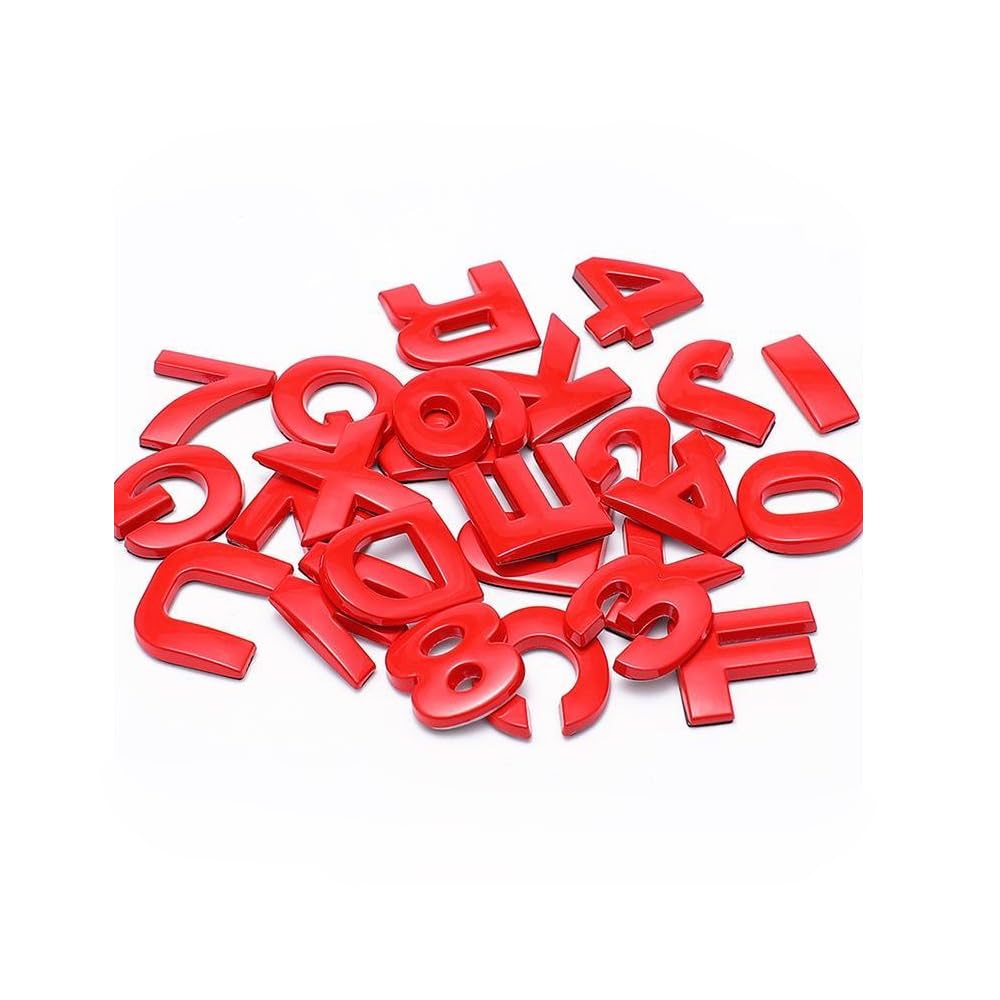 Srasakan Car 3D Emblem Stickers Decoration Dress Up Exterior Parts Alphabet Letter Capital Letter Stickers (Red, Pack of 26)