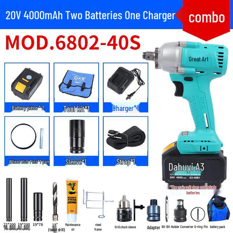 Large Brushless Impact Wrench with Lithium Battery for Scaffolding