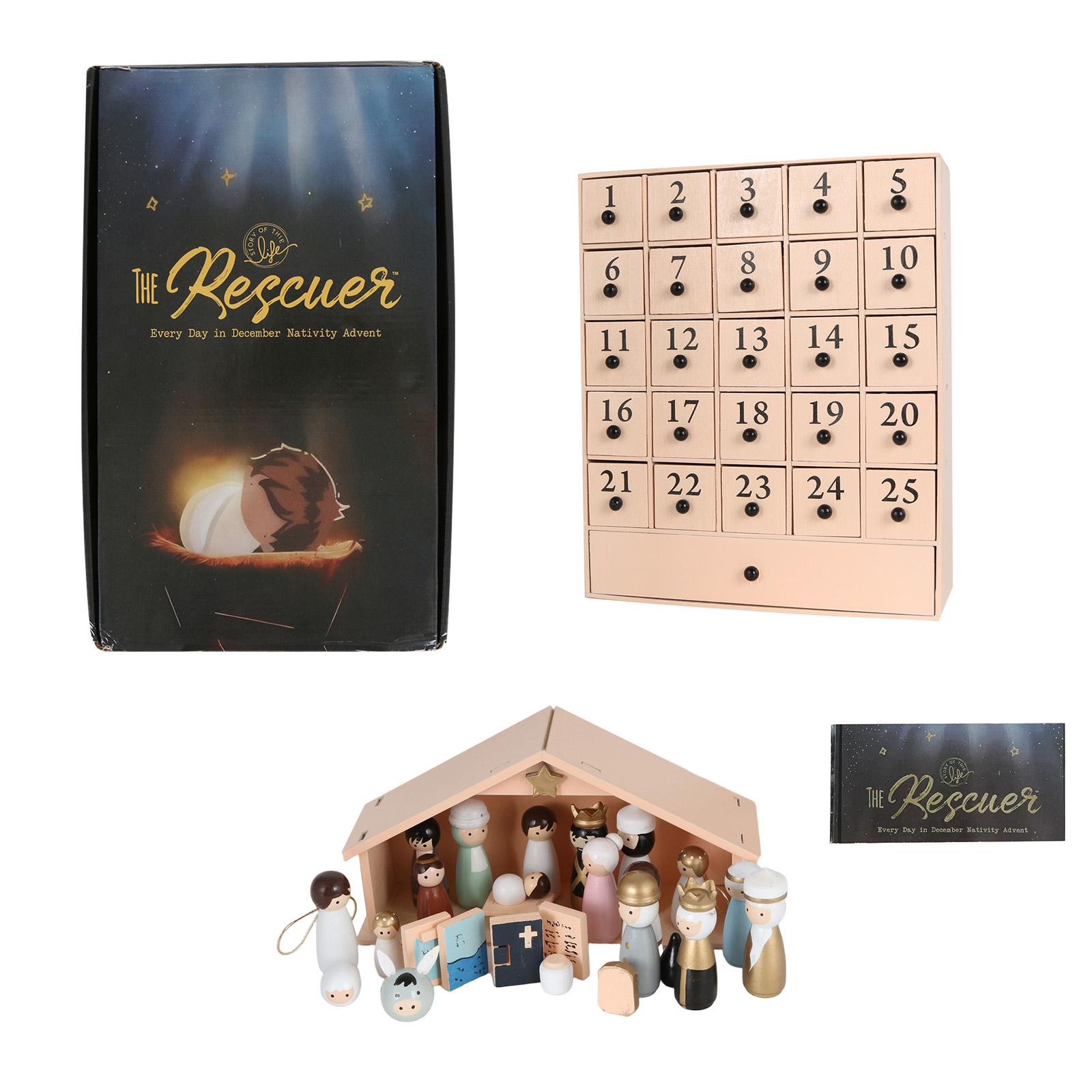 

Advent Christmas Set, Wooden Advent Calendar With 25 Drawers, A Traditional Christmas Gift For Adults And Children.