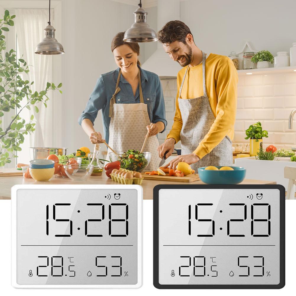 Magnetic LCD Digital Clock Wall Mounted Refrigerator wall Alarm Clock Ultra Thin Desk Clock for Bedside Living Room