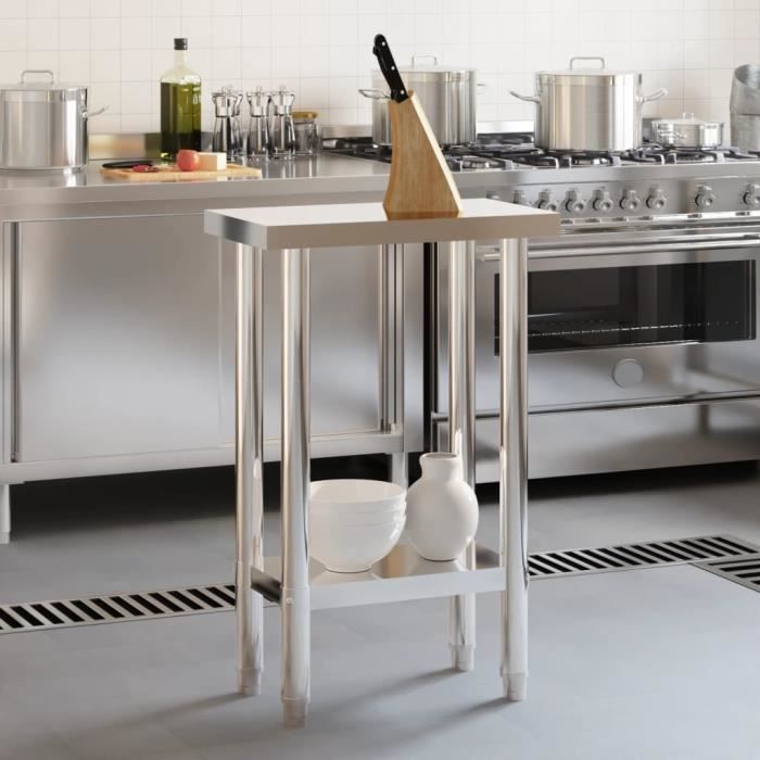 Table de travail de cuisine - VIDAXL - 55x30x85 cm - Acier inoxydable - Gris - Stable et hygiénique