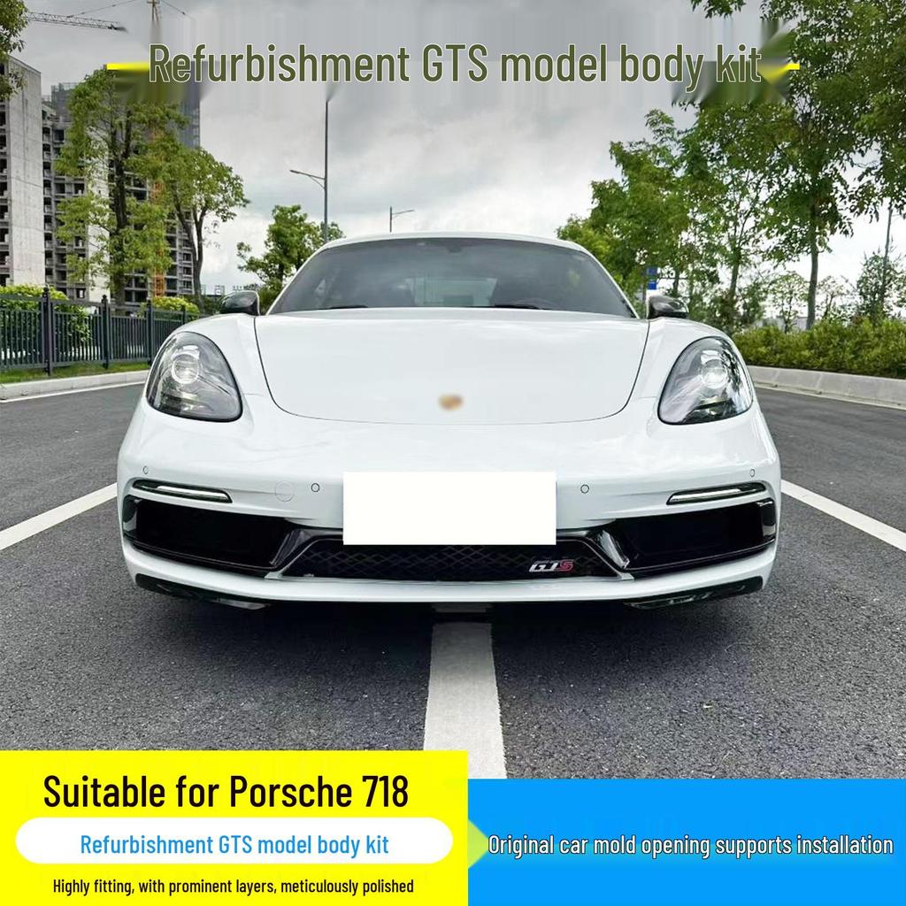 Porsche 718 GTS Front Bumper Assembly & Rear Lip Kit with Tail Light Injection Molded PP