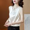 Womens  Casual Long Sleeve Round Neck Chambray Blouse Top