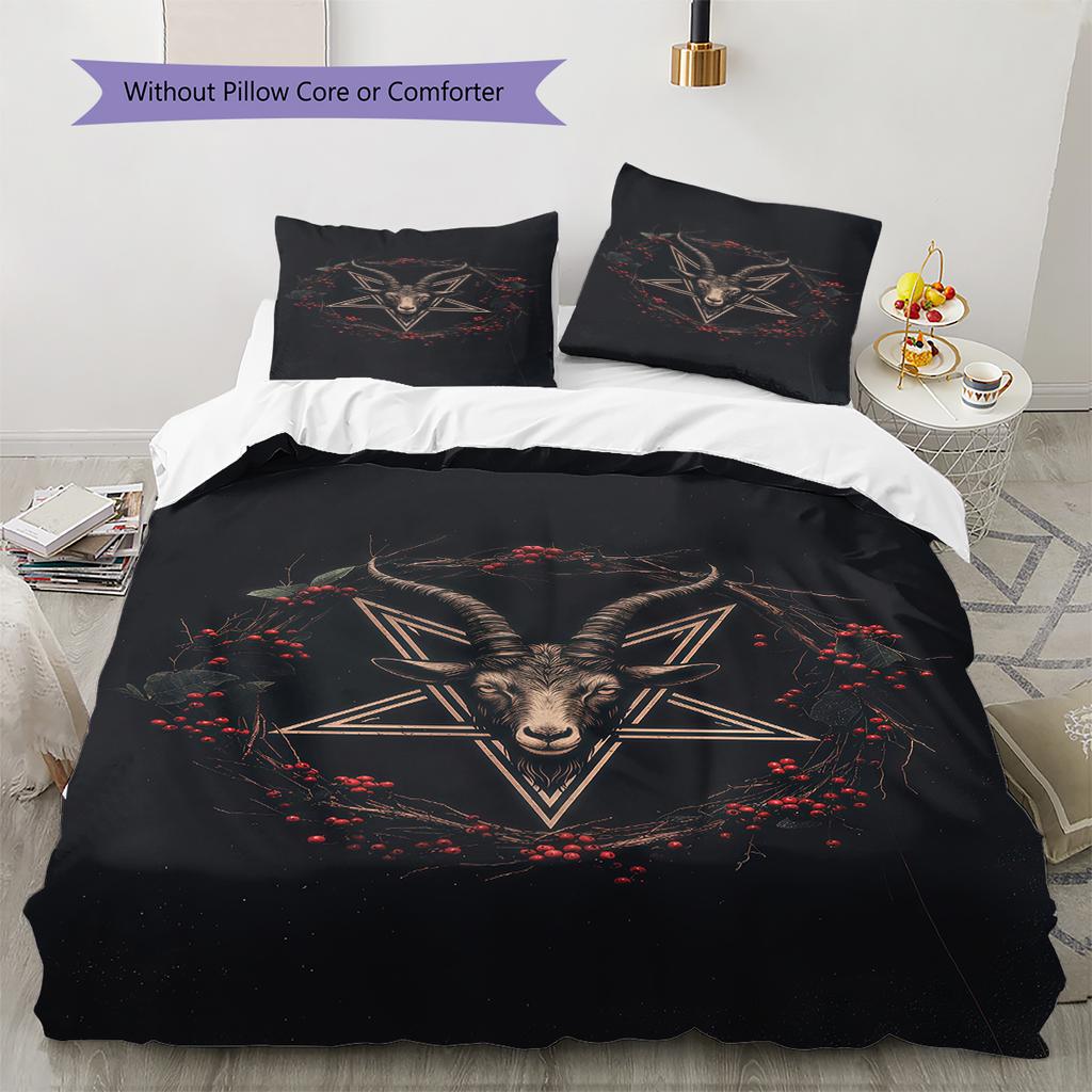 Satan Symbol Pattern Bedding,Quilt Set Quilt Cover Pillowcase Home Birthday Gift (1 * duvet cover + 2 * pillowcase, without core)