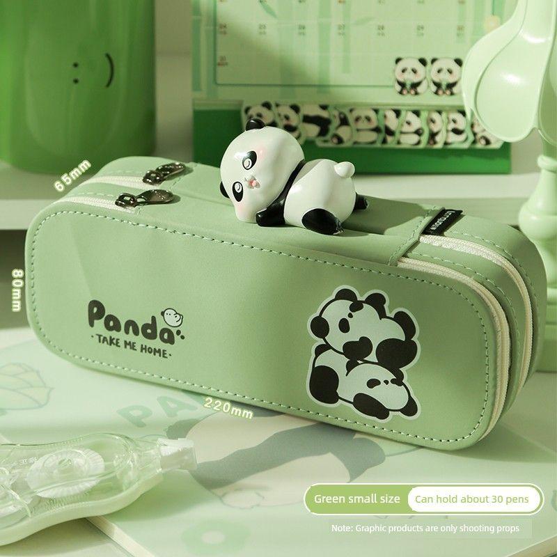 

Пенал двойной слой Панда для третьего класса, второй класс, для девочек начальной школы, большой вместимости, красивый пенал, пенал для мальчиков Green small size