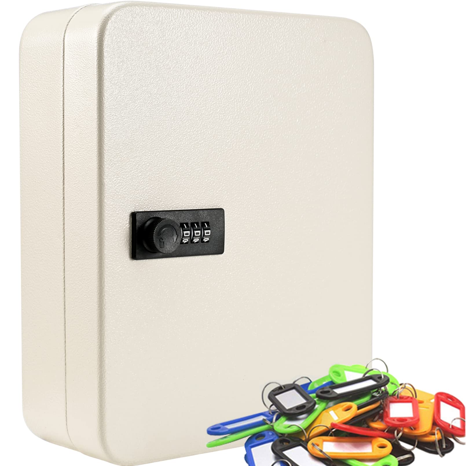 

Key Box, Key Case, Wall Mounted, Combination Lock Type, Key Storage, Office/Home Use, 28 Keys (White)