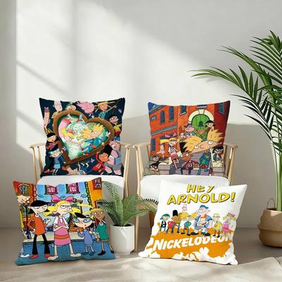 HOT Cartoon H-Hey ArnoldS Kussensloop Kort Pluche Bank Decoratief Cadeau Huis Dubbelzijdig Bedrukken Kussen