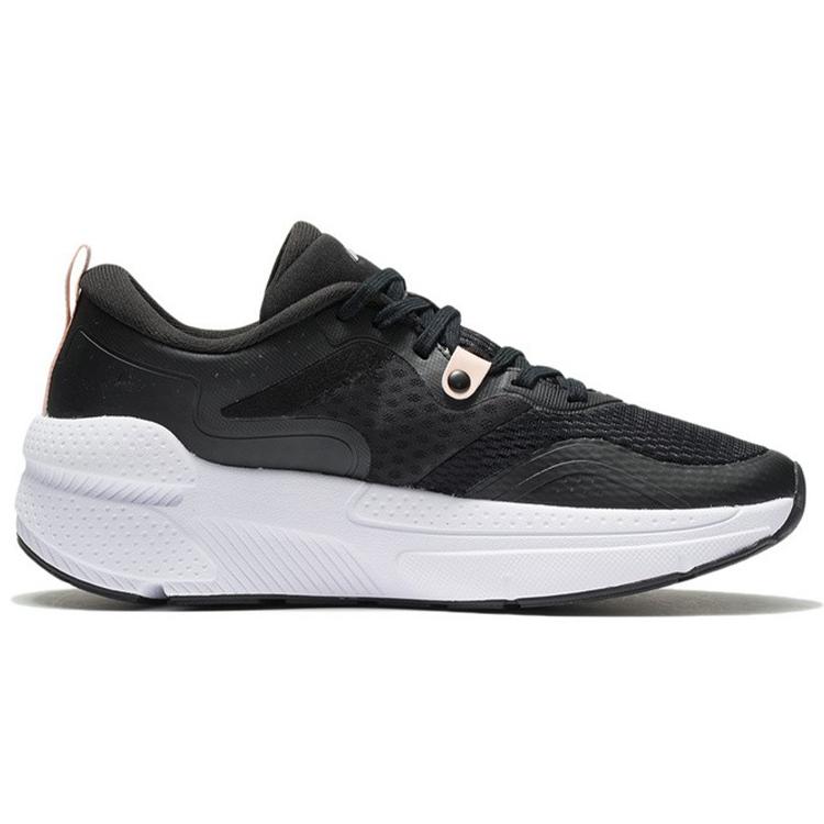 New LiNing Cushioned Anti Slip Wear Resistant And Water Resistant Low Top Casual Shoes Women's Black Pink AGLR332-1