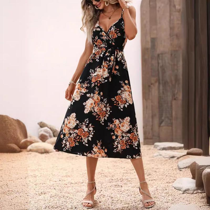 Women's Summer Print Waistband Dress