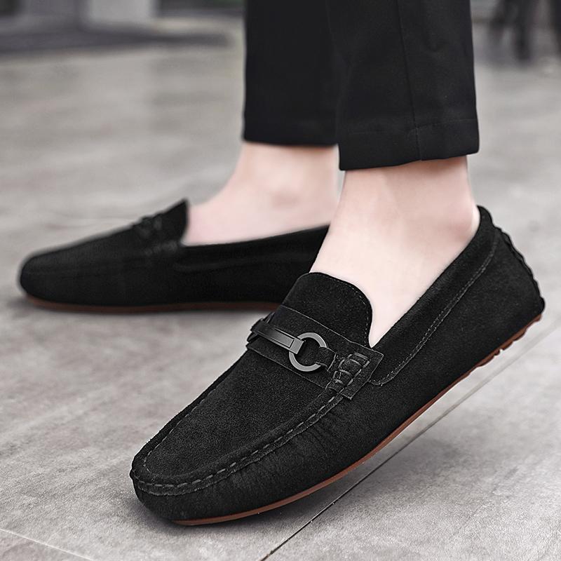 Handgenähte Herren-Slipper Ultraleichte Mokassins Atmungsaktive Slipper Fahrschuhe Kleidungsschuhe Wildleder Herren Büroschuhe