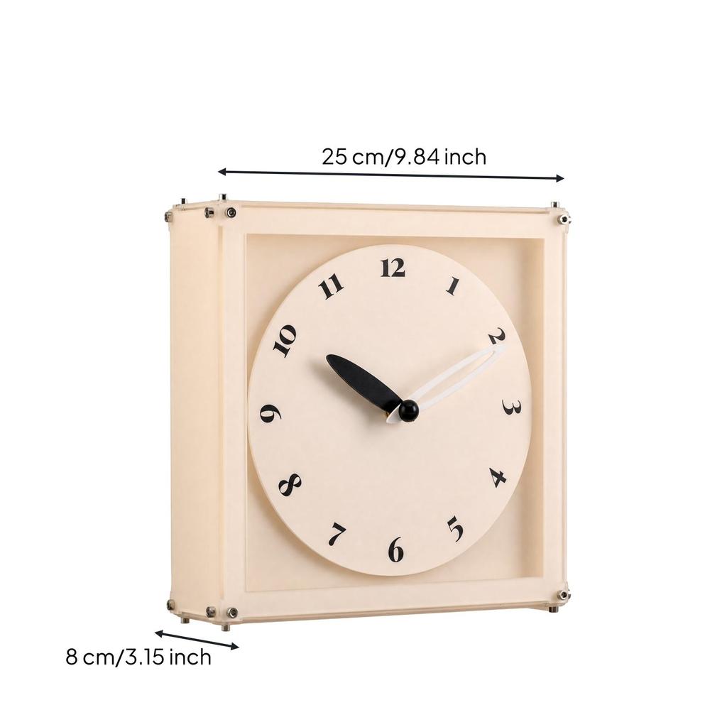 Square Wall Clock with Arabic Numerals Slim Analog Modern