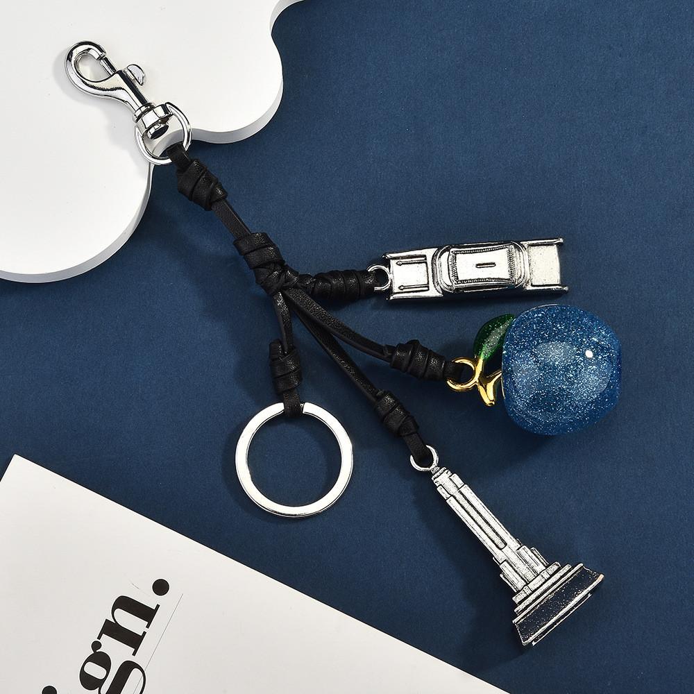 Apple Tower Keychain For Women Car Bag Accessory With Electroplated Metal Finish