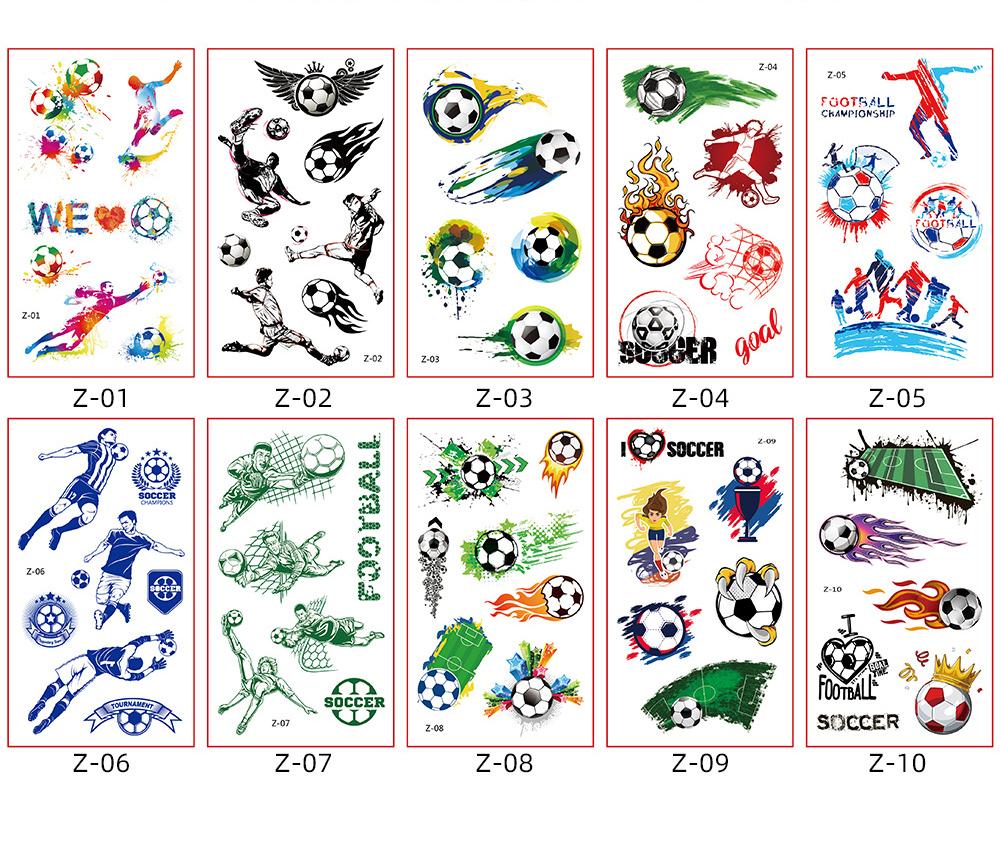 

10 Sheets Kids Football Temporary Tattoo Stickers, Waterproof Soccer Fan Fake Body Art Tattoos For Men Women Children Party 1300*800*700MM