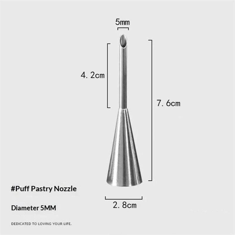 4Pcs Puff Pastry Piping Nozzle Set Food Grade Stainless Steel Decorating Tips for Cake Cupcake Home Baking