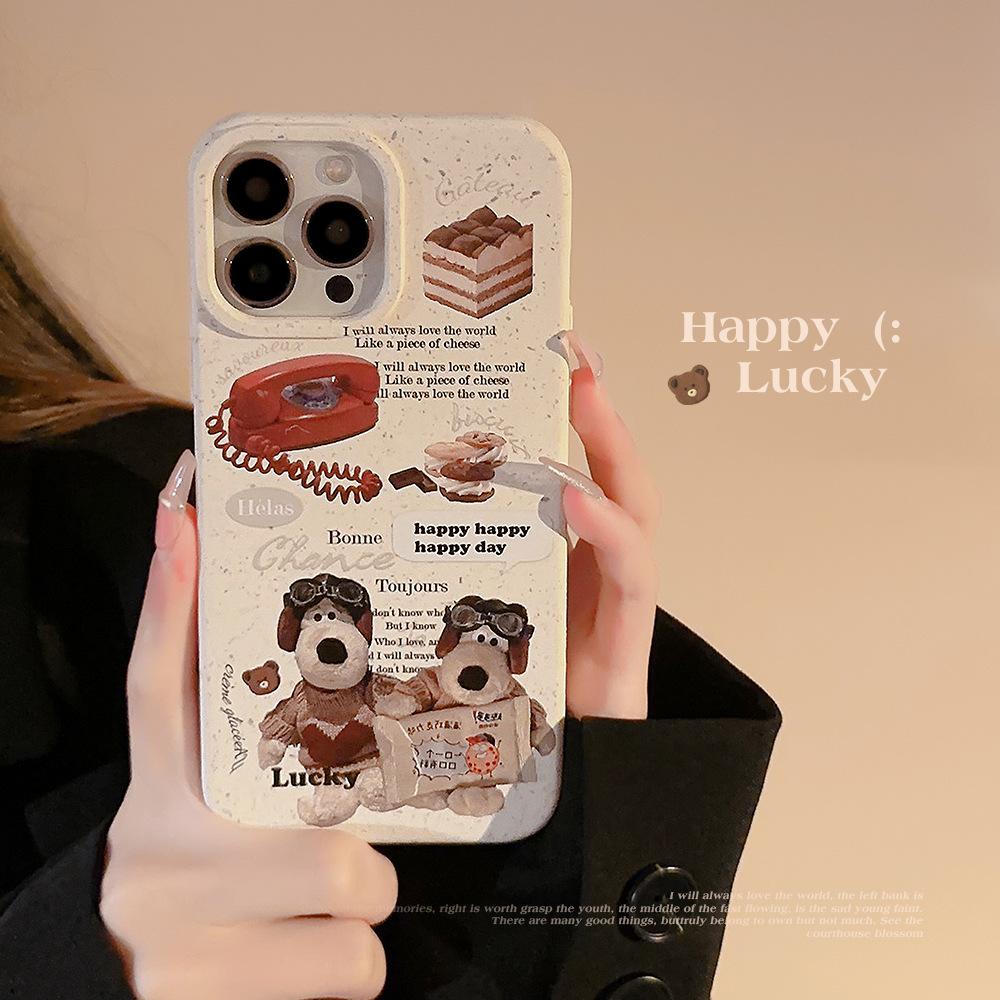Retro Ins Phone Dog Suitable for IPhone14ProMax Mobile Case 15 Apple 13 Frosted 16 Silicone X Soft