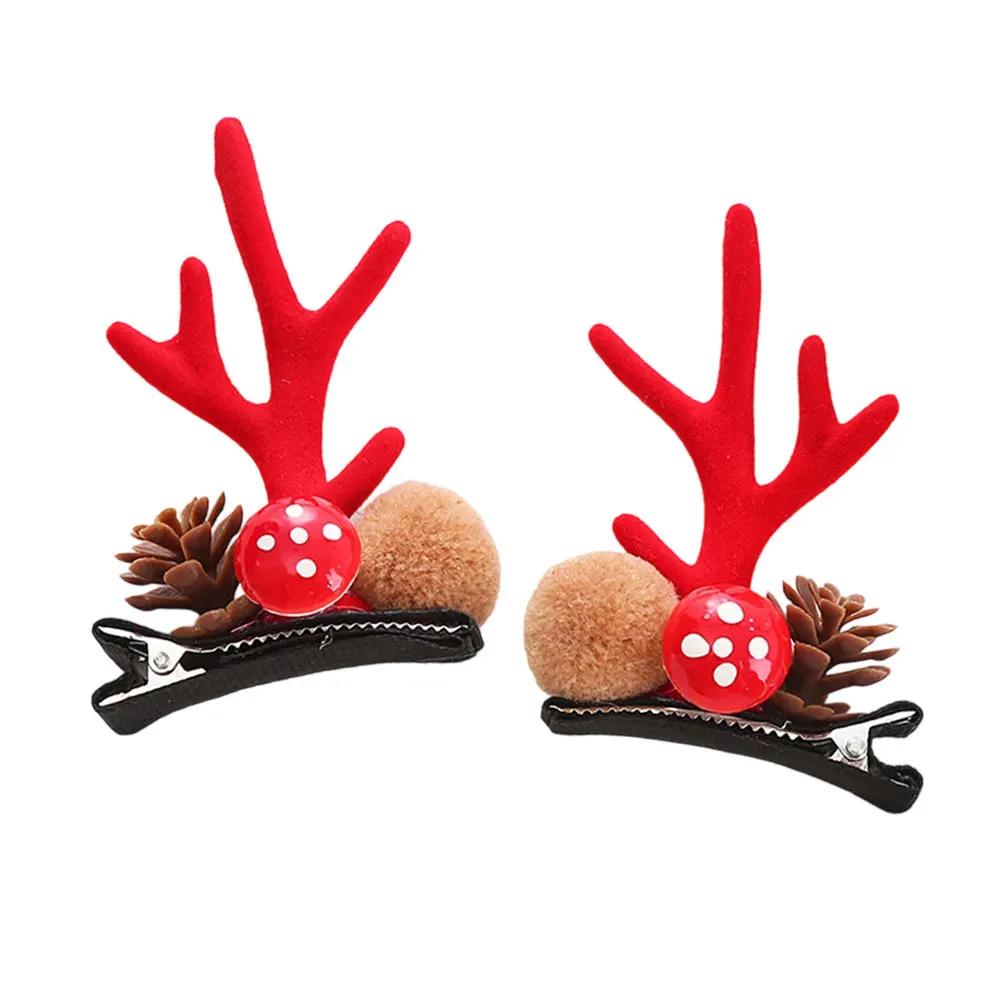 Christmas Decorative Deer Antler Hair Clip Party Costume Accessory Halloween Adult Hair Card Adorable Girl Heart Festival Gift