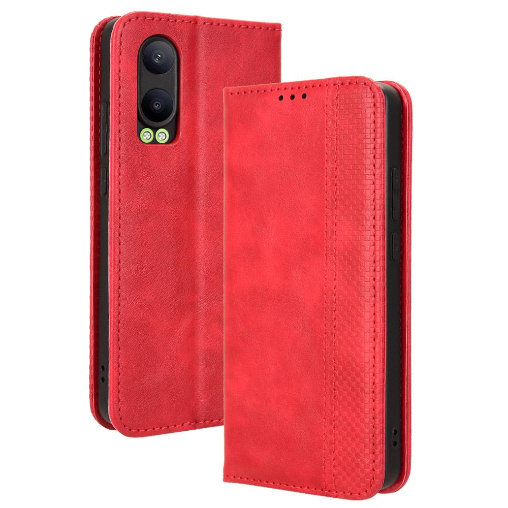 

For OnePlus Nord CE4 Lite 5G/Oppo K12x 5G (China) Stand Case Magnetic Closure Leather Phone Cover Red
