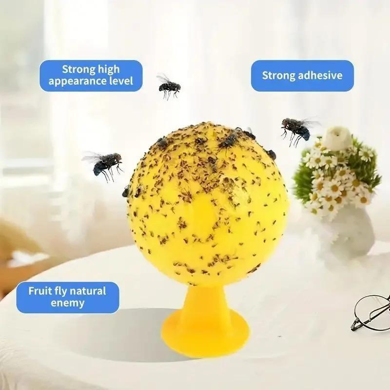 Fruit Fly Trap&Catcher Sticky Sphere Mosquito Ball Trap Bug Trap Yellow Adhesive Flexboard For Citrus Fruit Fly Hoverfly Gnat