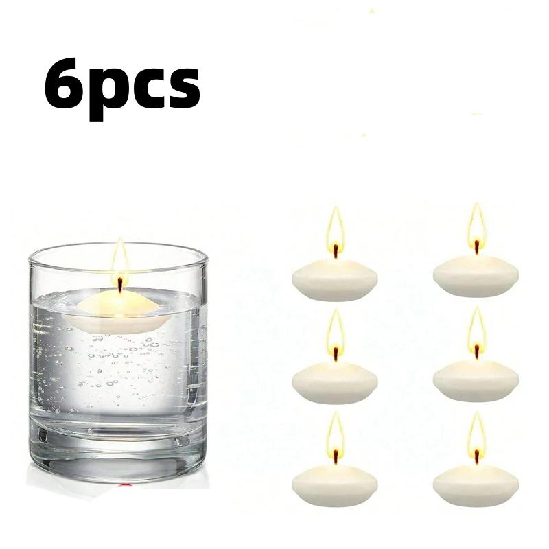 6/10/16Pcs Unscented Discs Floating Valentine's Day Candles Party Wedding Bathtub Decor Romantic Confession Candlelight Decor