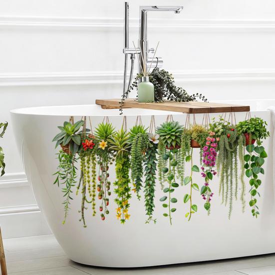 Pegatinas de Pared de Enredaderas Colgantes Plantas Verdes Hojas Pegatina de Pared Extraíble Pelar y Pegar Murales Artísticos de PVC para Sala de Estar Dormitorio Aula Cocina