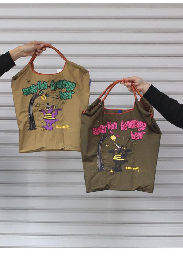 Ball Chain Authentic BEAR RyuAmbe Collaboration M Size Shopping Bag Eco Bag Embroidery 314007 [Ball & Chain] & A.HONEY (BEIGE, M)