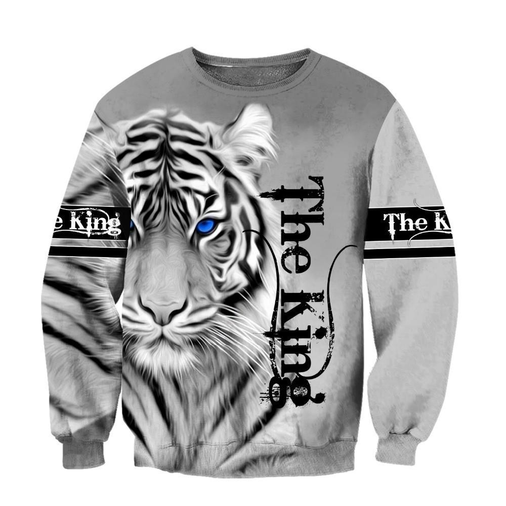 Lions and Tigers 3D Digital Printing Hatless Models Pullover Sweater Men's New Autumn Bottoming Shirt Fashion Trend Tops
