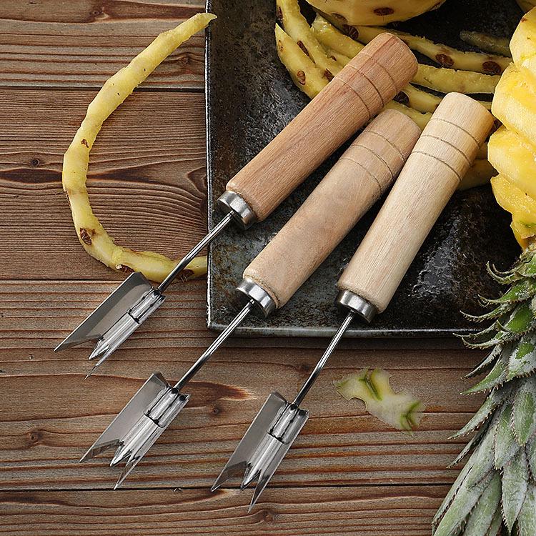 Stainless Steel Pineapple Peeler & Eye Remover with Wooden Handle