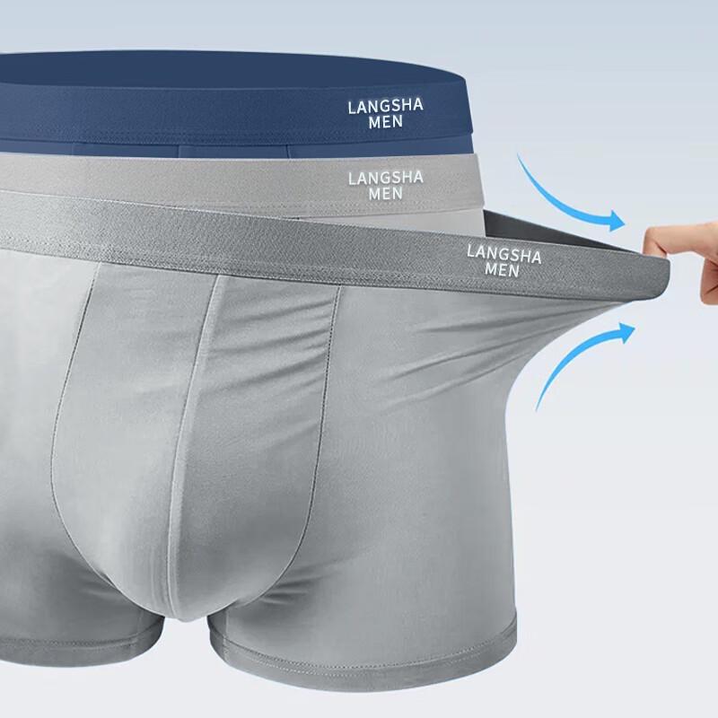 Langsha Men's Ice Silk Boxer Briefs 4-Pack