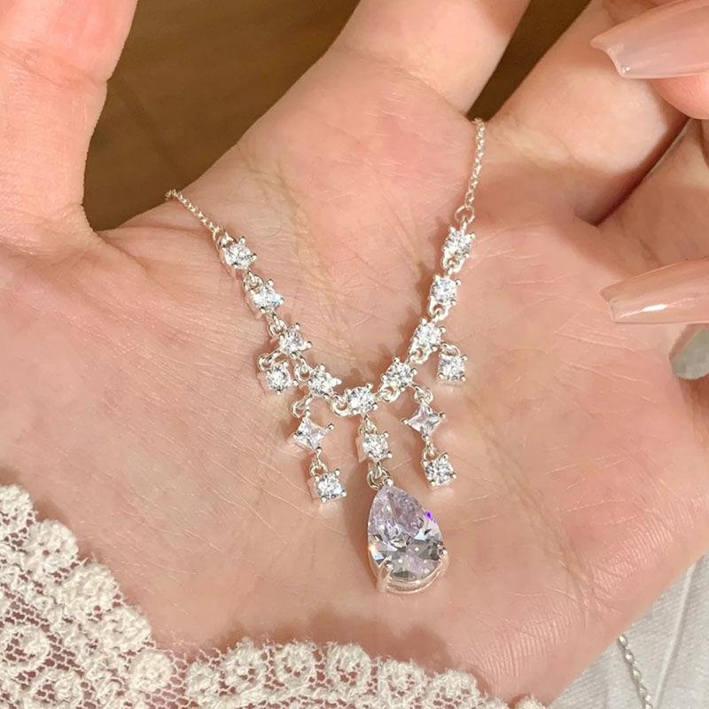 Цирконовые подвески в форме капель воды, ожерелья со звездами для женщин, ретро-дизайн, легкие роскошные ювелирные изделия, подарки