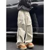 Fashion Men's Black Loose Wide Leg Cargo Pants Baggy Parachute Streetwear Trousers