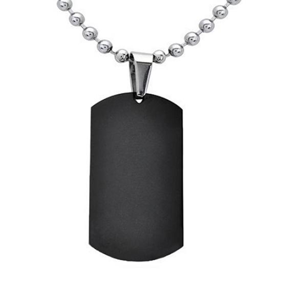Men's Women's Punk Fashion 316L Stainless Steel Polished Rectangular Dog Tag Necklace