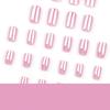 Short Square Pink Chrome Press On Nails with Glossy Gel Finish, Reusable Nude Fake Nails Set 24pcs