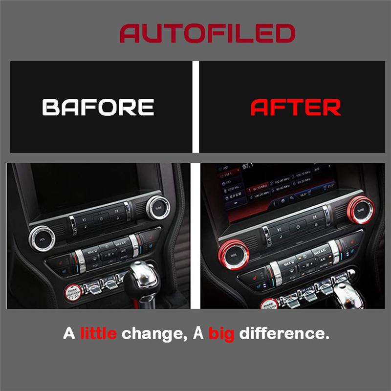 

Portable Center Console Audio Headlight Knob Decorative Ring Interior Knob Ring Auto Accessories For Ford Mustang 15-20 чёрный