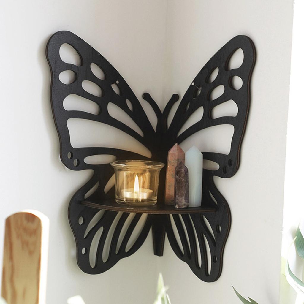 Wooden Craft Butterfly Hollow Storage Rack,  Home Wall Decoration