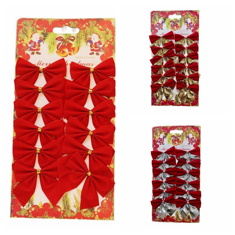 Silver Christmas Tree Ornament Bow for Holiday Party Decorations