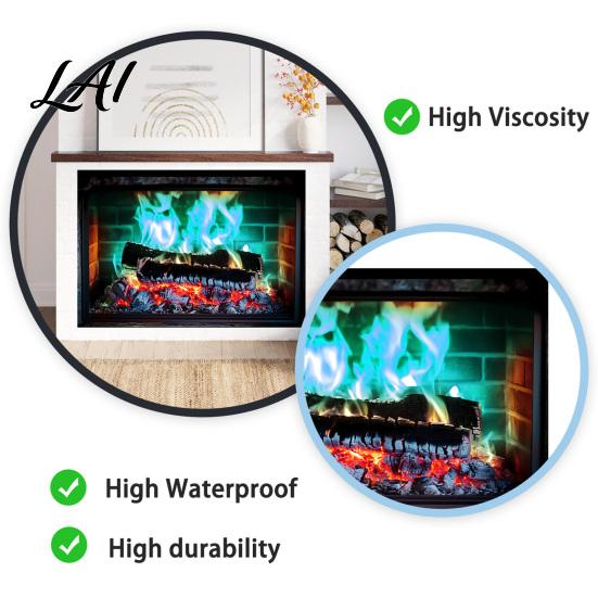 Holiday Party Wall Sticker Fireplace Flame Decal Vintage European Background Sticker Self-Adhesive Removable PVC Decor Waterproof Mural for