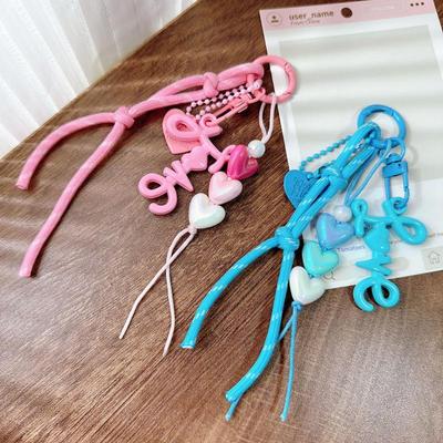 1 Stuk   Hartvormig Kralenweefsel Touw Mobiele Telefoon Hanger Universele Lanyard Tas Sleutel Sleutelhanger Accessoires Cadeau