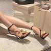 Fashion Sexy Woman Pumps Thick Heels Fashion High Heels Ladies Square Heel Womens Sandals Summer Ankle Buckle Party Pumps Simple Shoes
