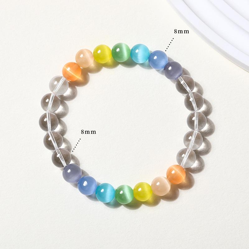 Aquamarine & White Crystal Beaded Bracelet: Fairy Summer Style for Girls, Sweet & Simple Fashion Hand Jewelry with a High-End Feel