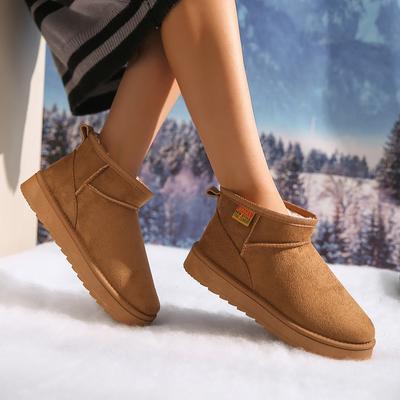Fashion Women Snow Boots for Solid Platform Artificial Suede Boots Winter Warm Shoes Platform Boats Large Size 36-44 Slip On Cotton Shoe