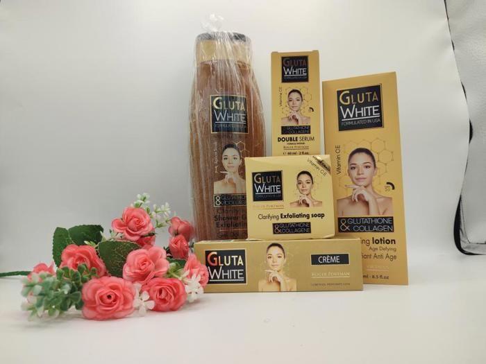 Gel Douche - Gluta White - 250ml - Sans Parabène - 5 Pièces - Éclaircissant