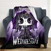 Customiz Name Personality Wednesday Addams Blanket Soft &Warm Sofa Office Bed Travel Lunch Break Blanket, Gift Suitable All Seasons