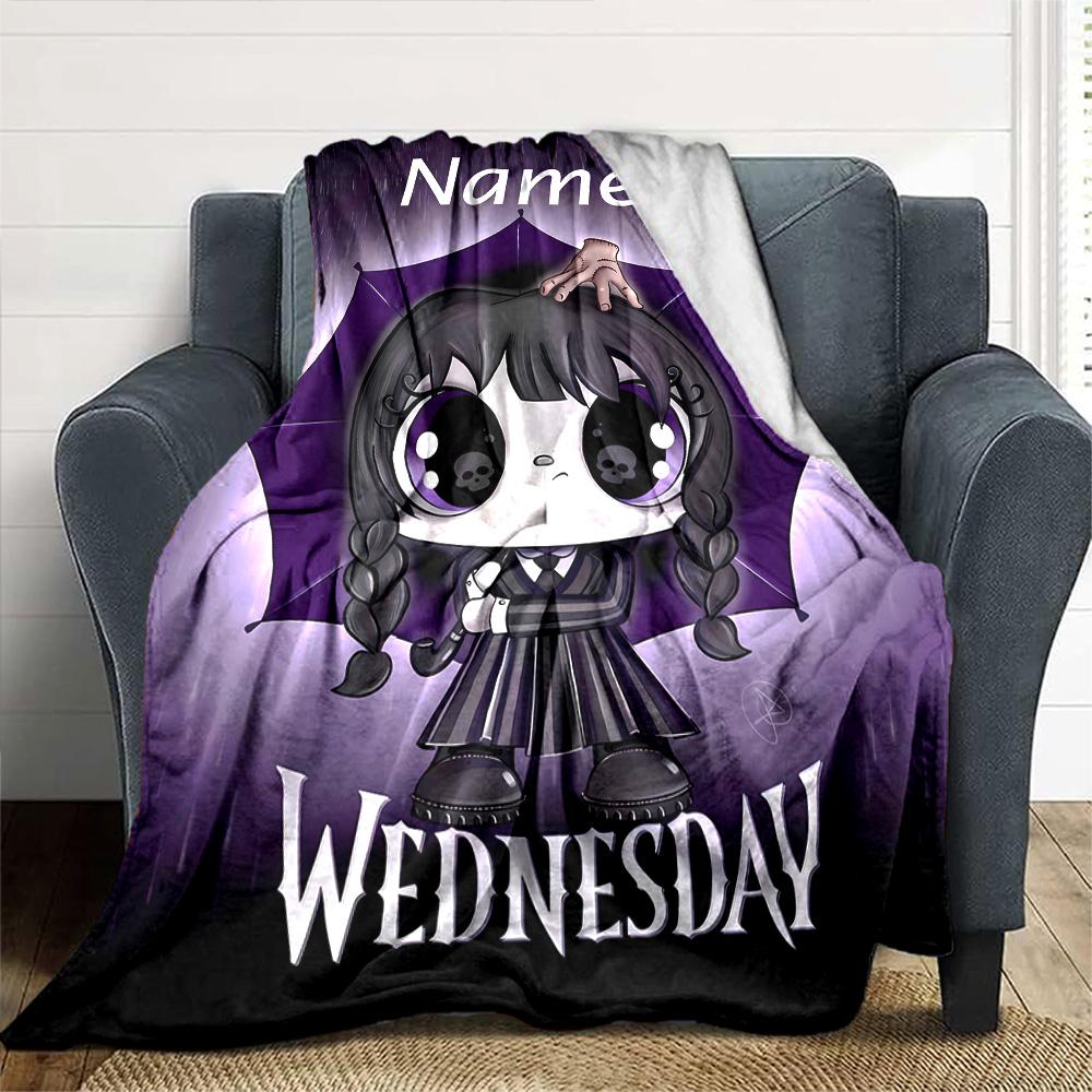 Customiz Name Personality Wednesday Addams Blanket Soft &Warm Sofa Office Bed Travel Lunch Break Blanket, Gift Suitable All Seasons