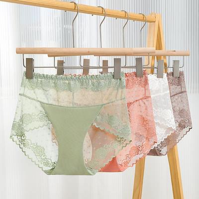 Mutandine da donna a vita alta a 12 colori Slip sexy con stelle in pizzo Lingerie estiva ultra sottile in rete traspirante Intimo femminile senza cuciture
