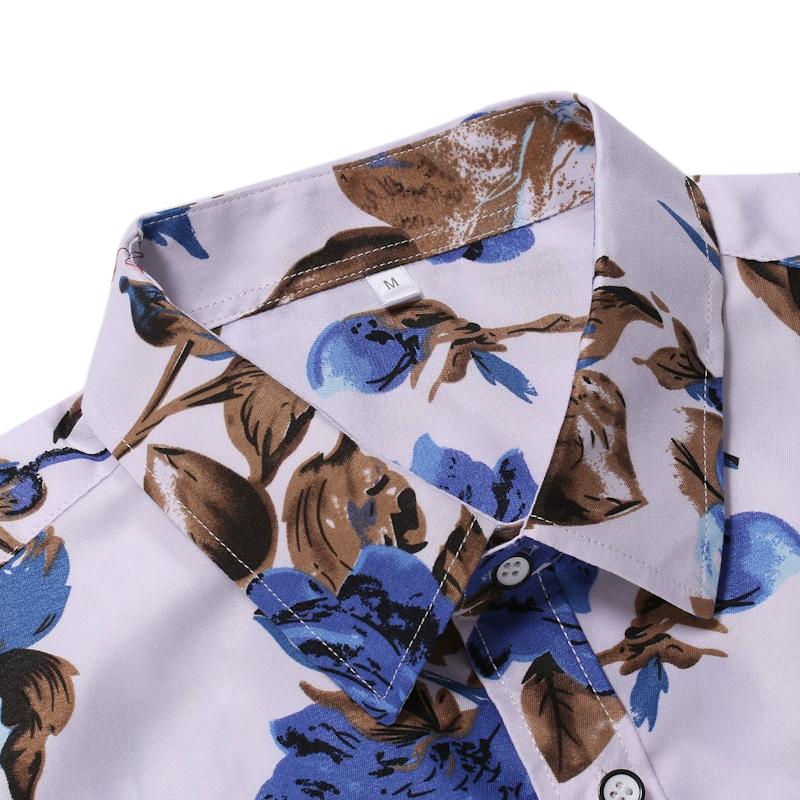 Letní košile Pánská móda Květinový potisk Havajská košile s krátkým rukávem Mužské ležérní květinové Slim Fit plážové košile