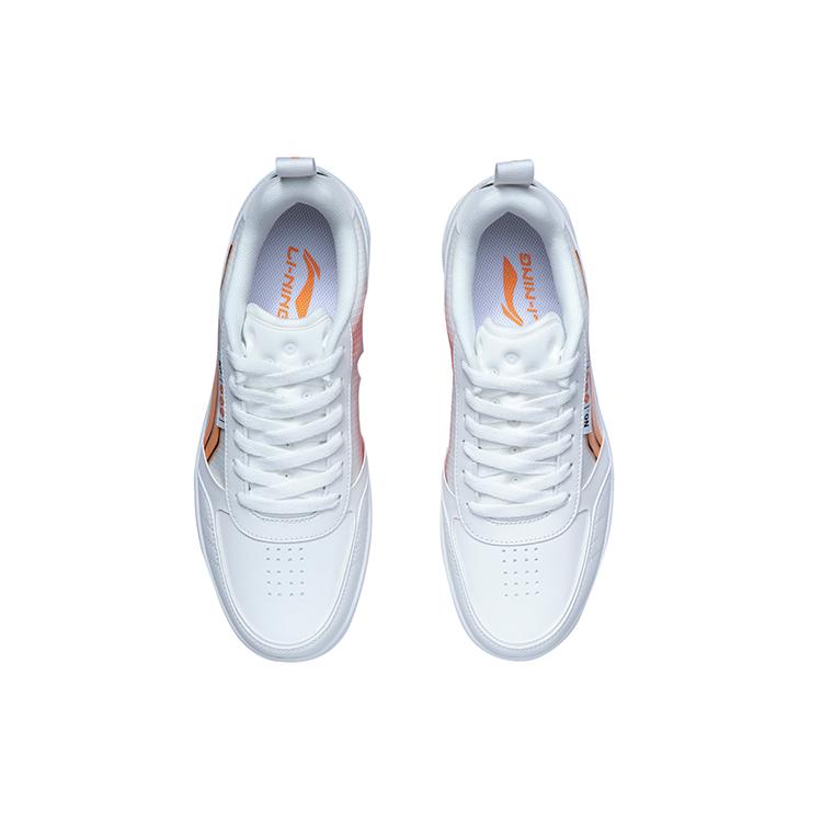 New LiNing NO.258 Anti Slip Wear Resistant Low Top Skateboard Shoes Unisex White Orange AGCR201-1