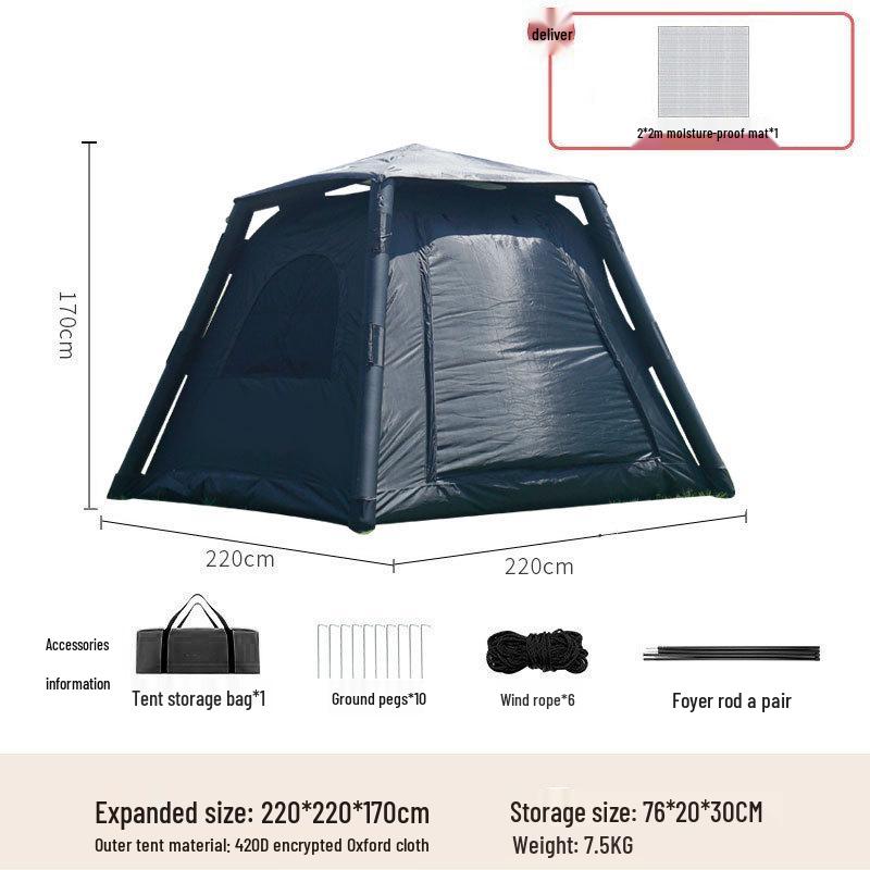 Portable Rainproof 3-5 Person Inflatable Tent - Fully Automatic Outdoor Camping Gear