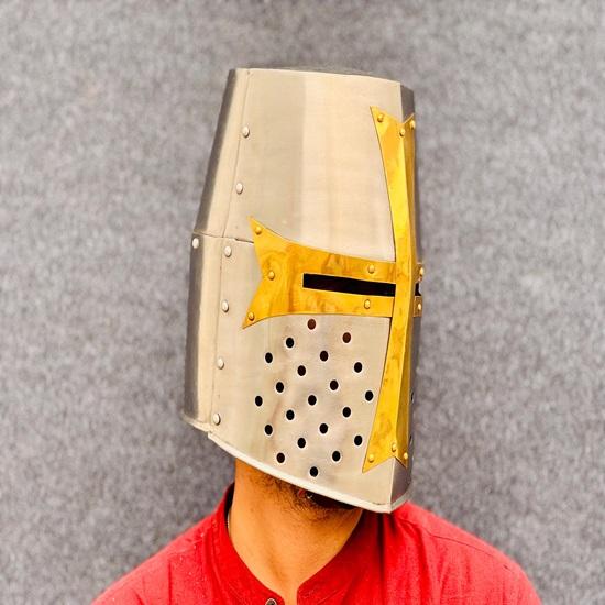 Casca Medievală Templier Cruce Cască Design Războinic Cruciat pentru Costum Halloween Complet Purtabilă sau Afișare Cel Mai Bun Cadou