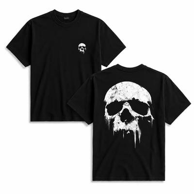 Unisex Double‑Sided Drip Skull Vintage Gothic Oversized Cotton T‑Shirt